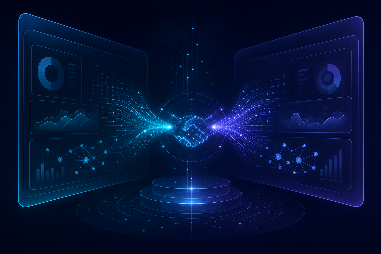 Abstract visualization of collaborative marketing strategy between agency and client teams