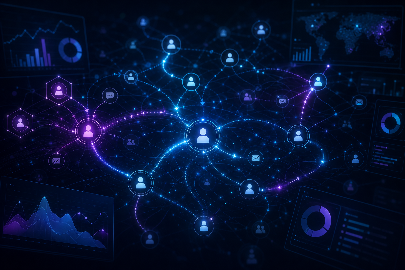 Hidden B2B referral paths and dark social demand signals in a network visualization