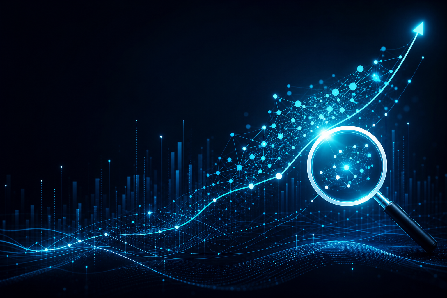 Search engine visibility concept with keyword clusters and organic ranking growth paths